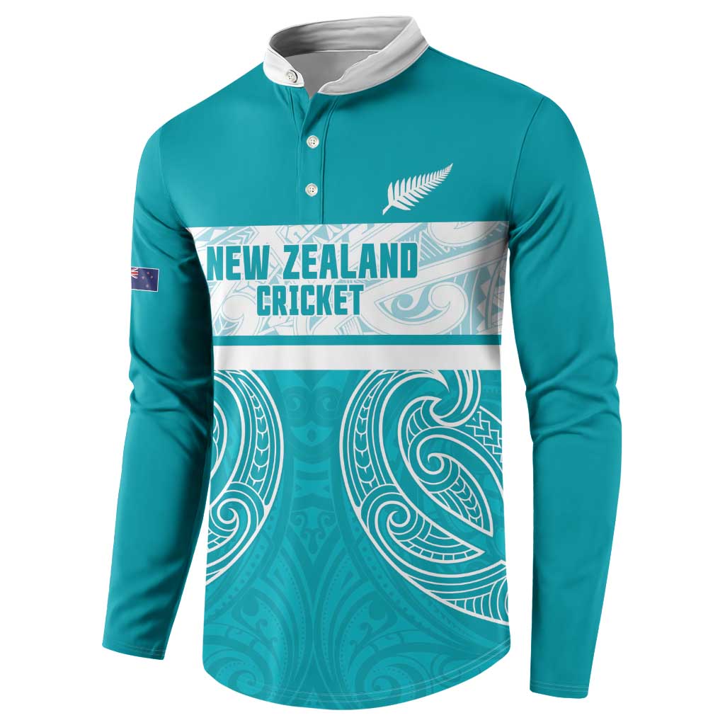 New Zealand Silver Fern Cricket Custom Button Sweatshirt Black Cap Teal Maori Pattern - Vibe Hoodie