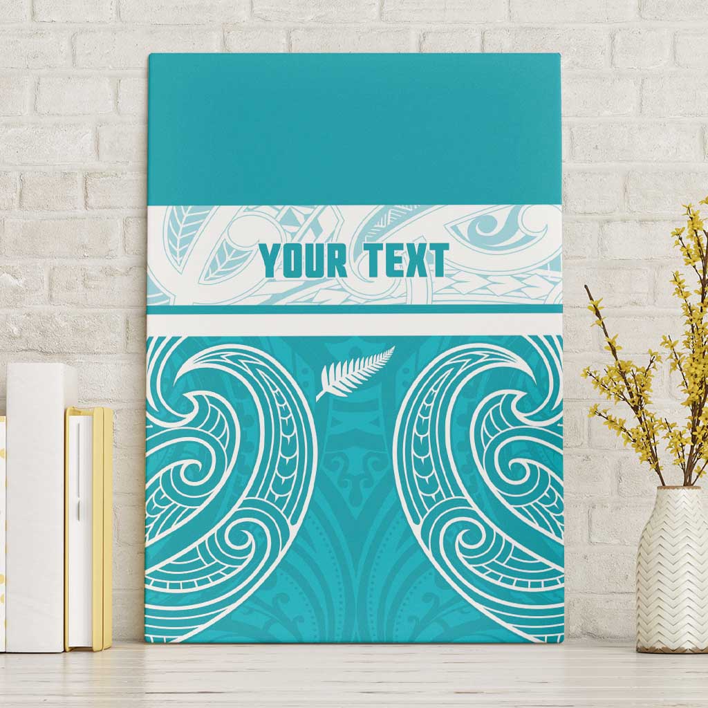 New Zealand Silver Fern Cricket Custom Canvas Wall Art Black Cap Teal Maori Pattern - Vibe Hoodie