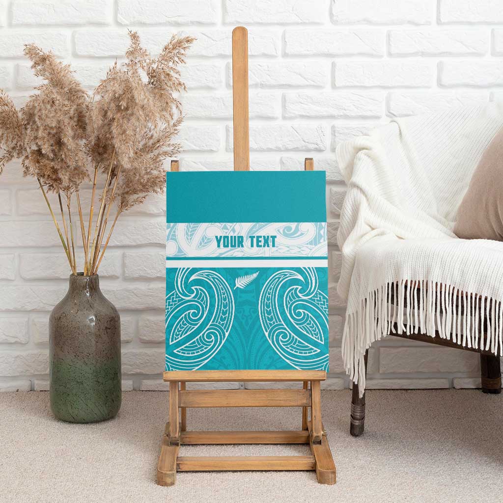New Zealand Silver Fern Cricket Custom Canvas Wall Art Black Cap Teal Maori Pattern - Vibe Hoodie