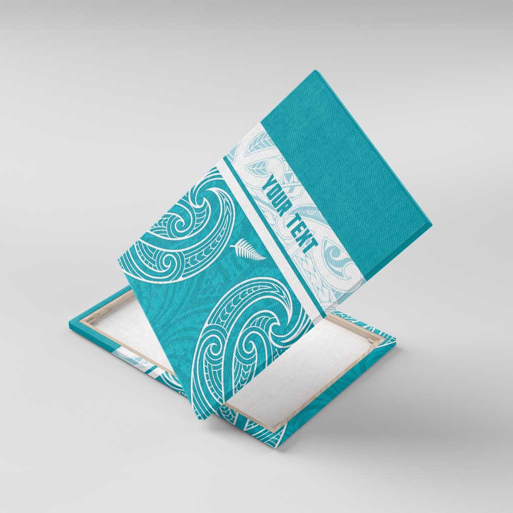 New Zealand Silver Fern Cricket Custom Canvas Wall Art Black Cap Teal Maori Pattern - Vibe Hoodie