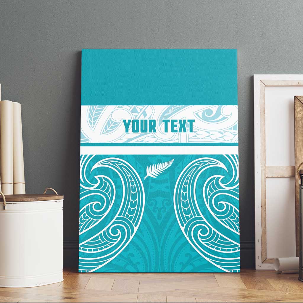 New Zealand Silver Fern Cricket Custom Canvas Wall Art Black Cap Teal Maori Pattern - Vibe Hoodie