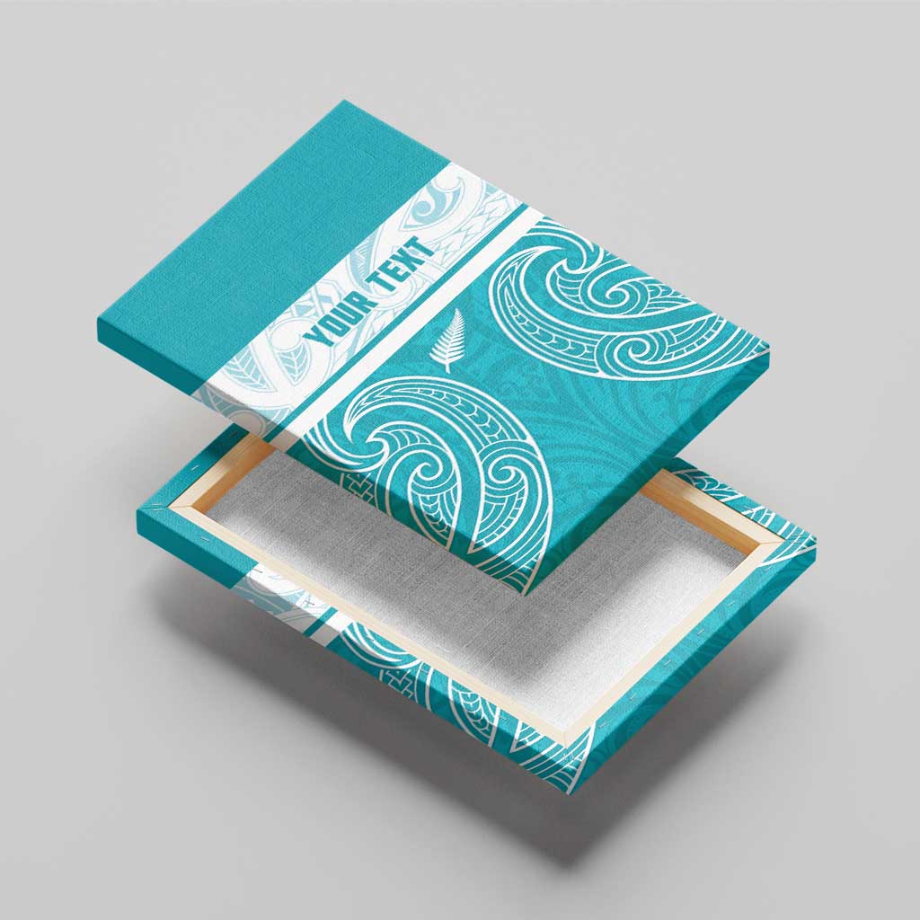 New Zealand Silver Fern Cricket Custom Canvas Wall Art Black Cap Teal Maori Pattern - Vibe Hoodie