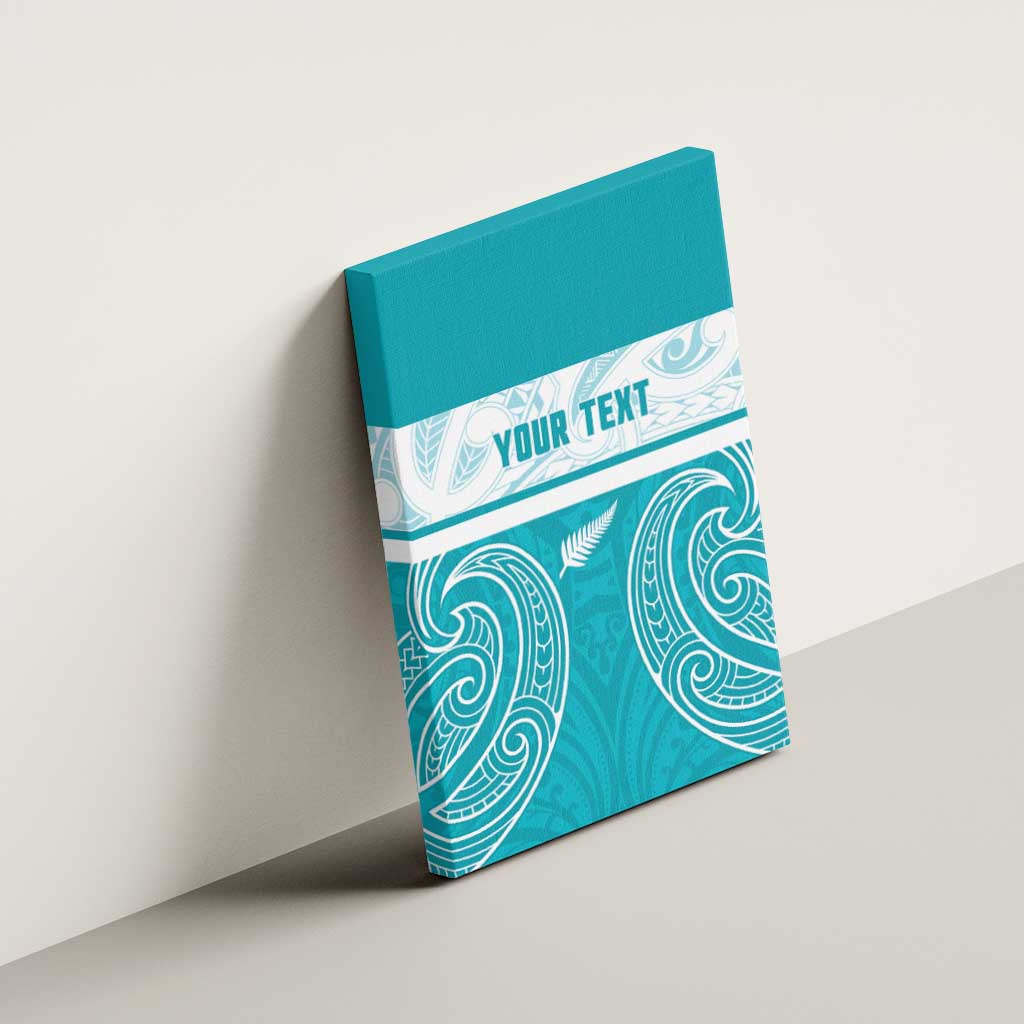 New Zealand Silver Fern Cricket Custom Canvas Wall Art Black Cap Teal Maori Pattern - Vibe Hoodie