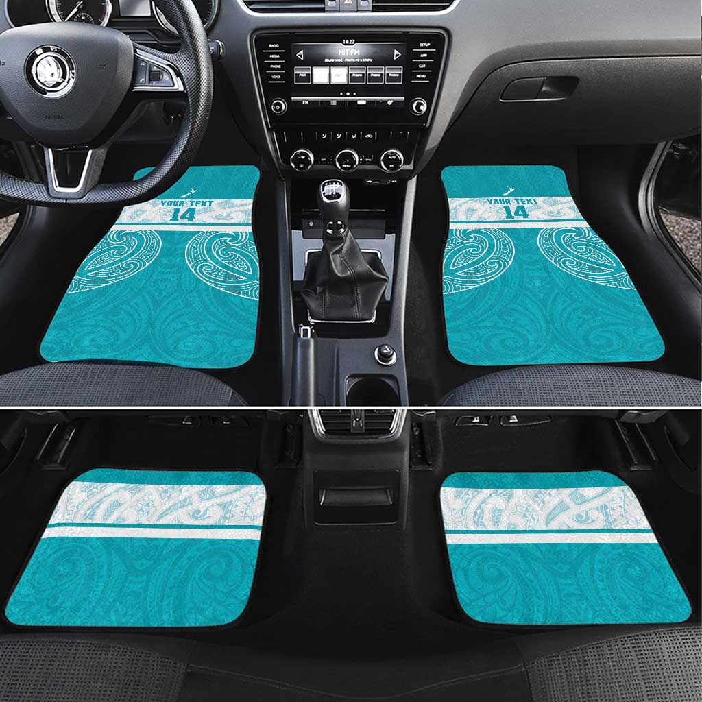 New Zealand Silver Fern Cricket Custom Car Mats Black Cap Teal Maori Pattern - Vibe Hoodie