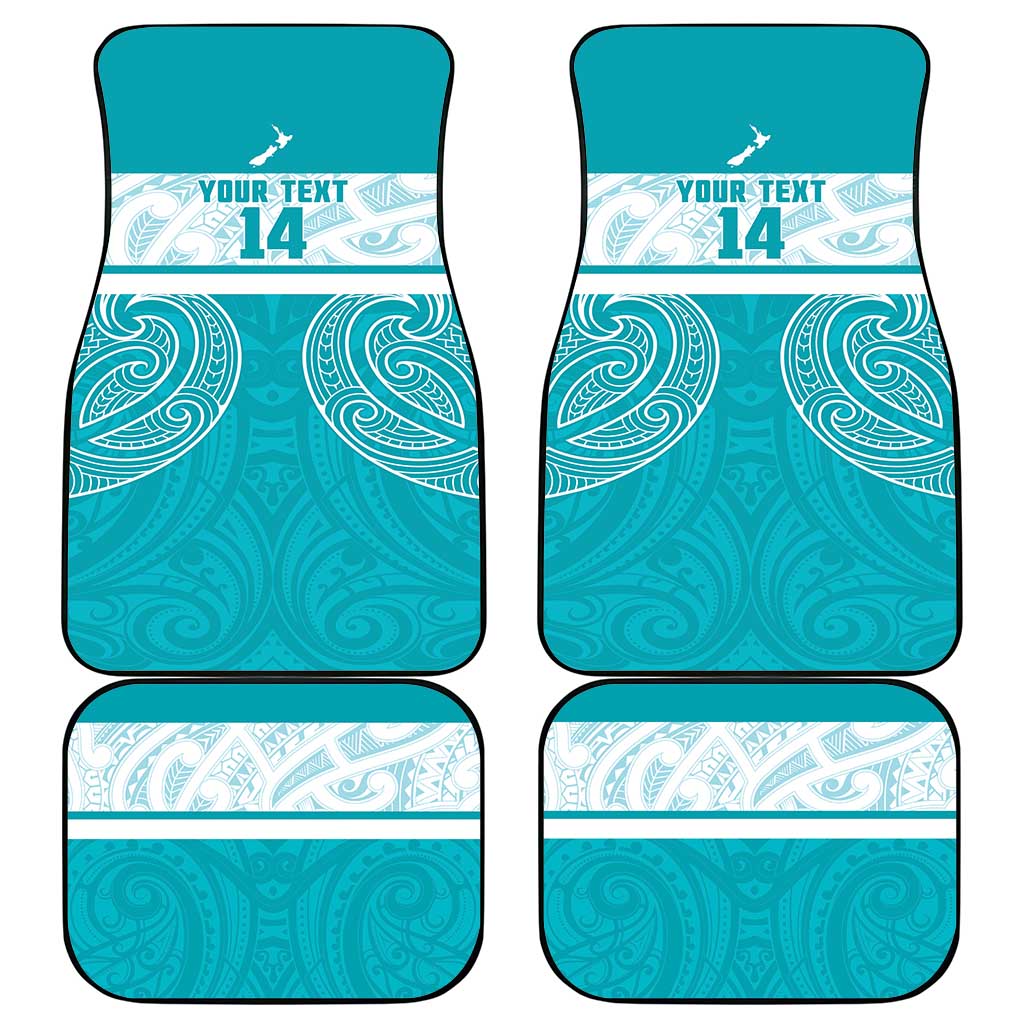 New Zealand Silver Fern Cricket Custom Car Mats Black Cap Teal Maori Pattern - Vibe Hoodie