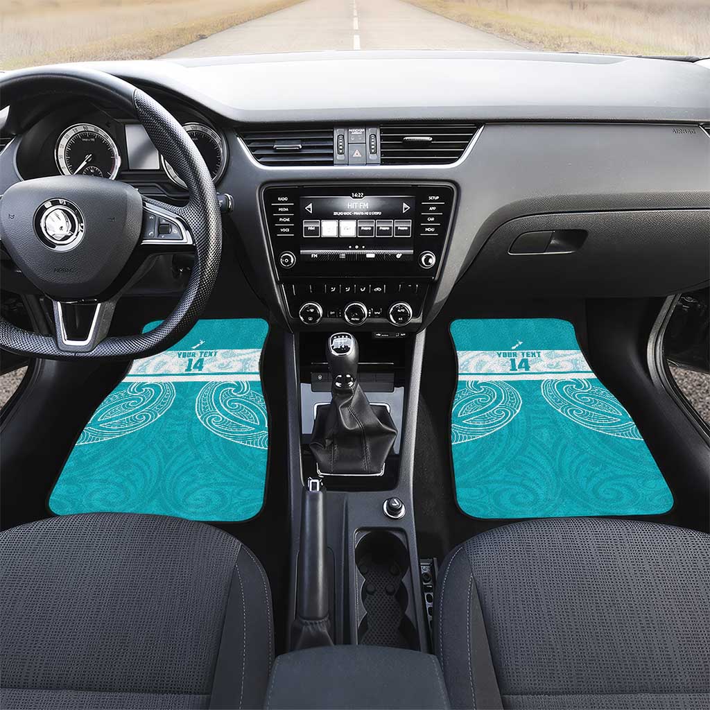 New Zealand Silver Fern Cricket Custom Car Mats Black Cap Teal Maori Pattern - Vibe Hoodie