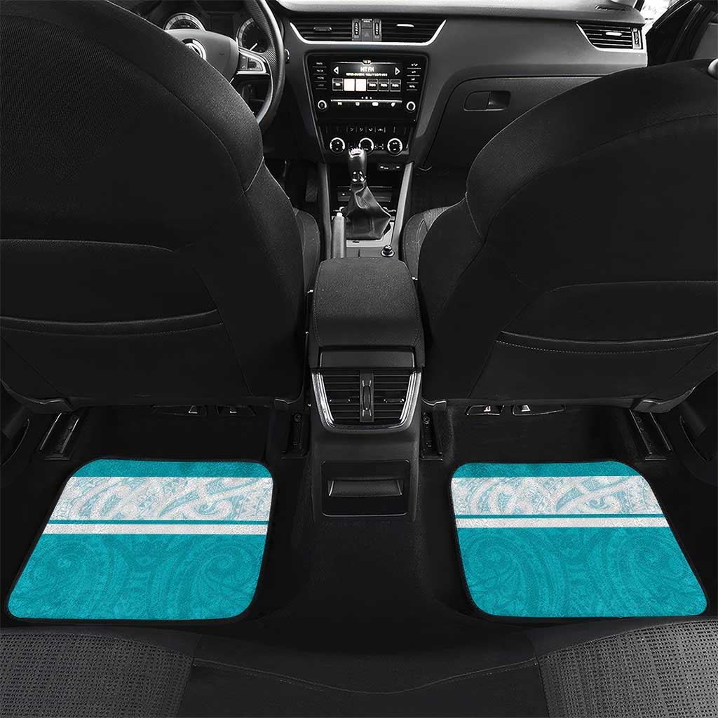 New Zealand Silver Fern Cricket Custom Car Mats Black Cap Teal Maori Pattern - Vibe Hoodie