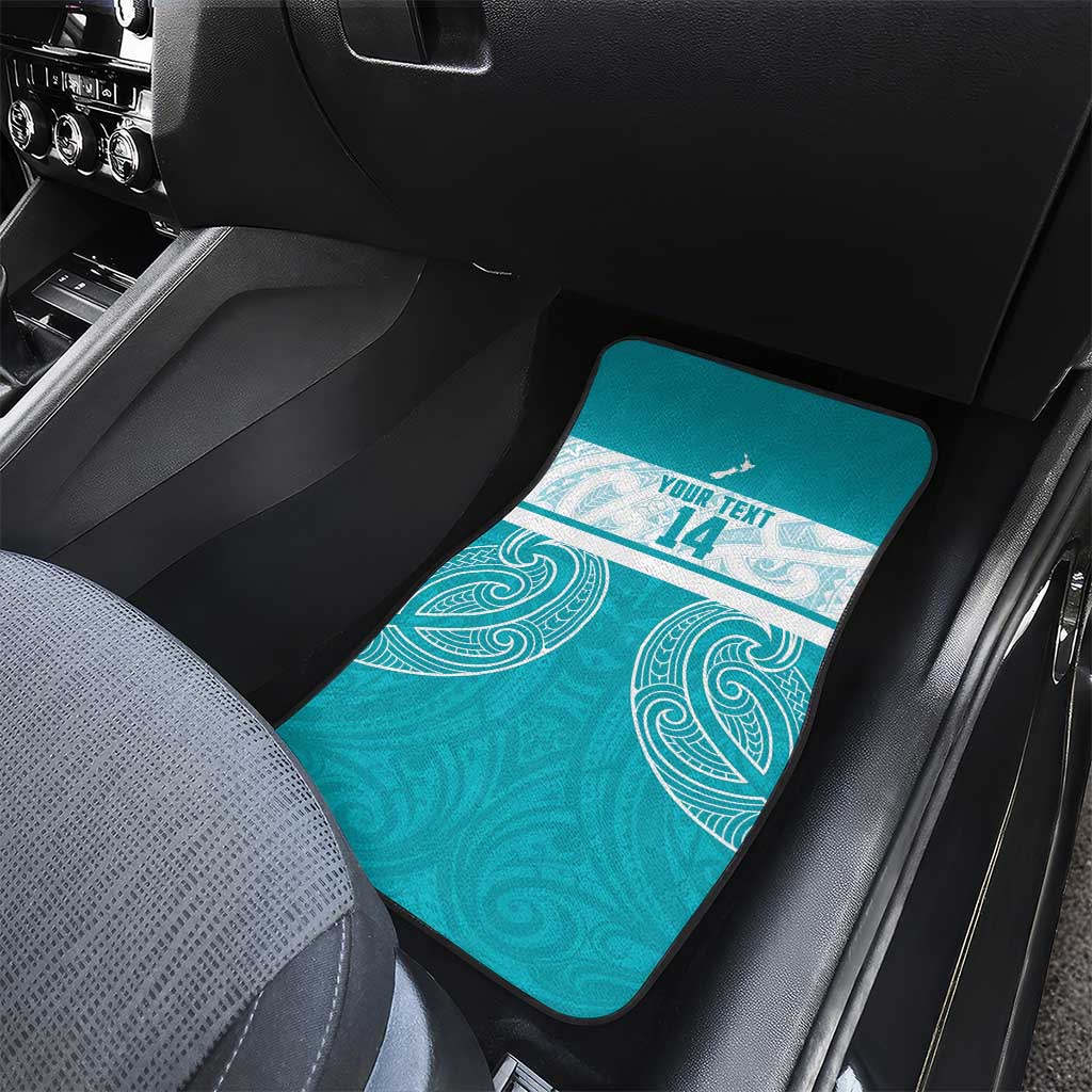 New Zealand Silver Fern Cricket Custom Car Mats Black Cap Teal Maori Pattern - Vibe Hoodie