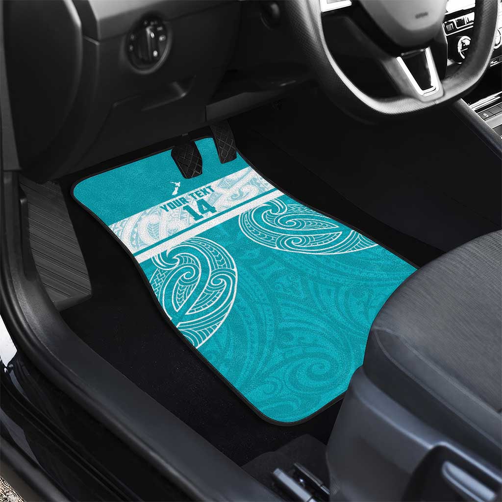 New Zealand Silver Fern Cricket Custom Car Mats Black Cap Teal Maori Pattern - Vibe Hoodie