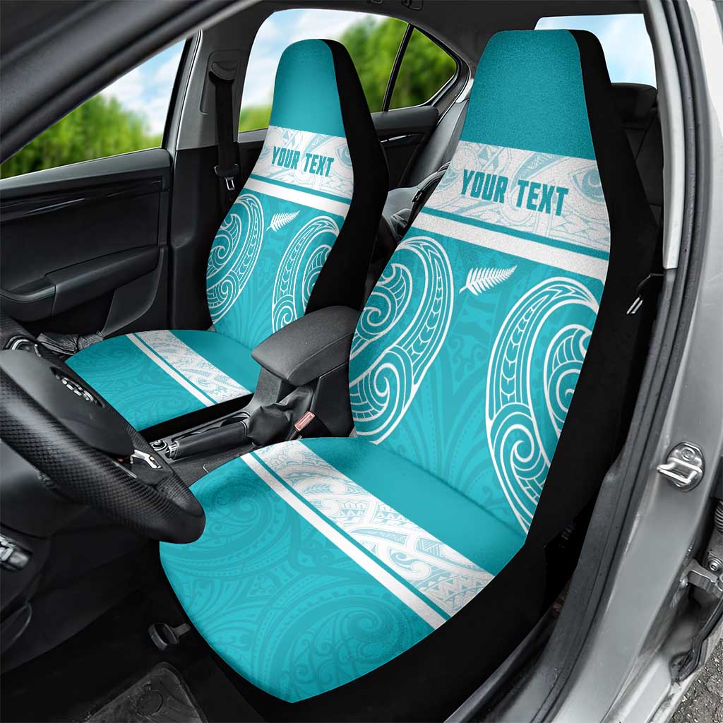 New Zealand Silver Fern Cricket Custom Car Seat Cover Black Cap Teal Maori Pattern - Vibe Hoodie