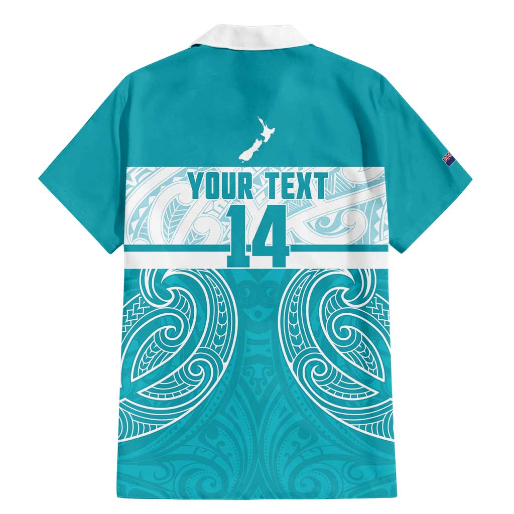 New Zealand Silver Fern Cricket Custom Family Matching Mermaid Dress and Hawaiian Shirt Black Cap Teal Maori Pattern - Vibe Hoodie