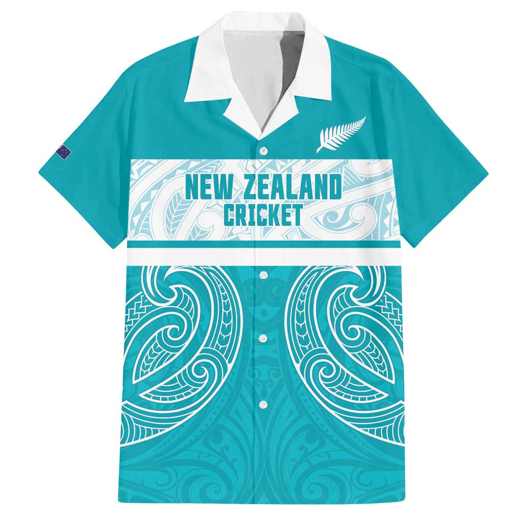 New Zealand Silver Fern Cricket Custom Family Matching Off Shoulder Maxi Dress and Hawaiian Shirt Black Cap Teal Maori Pattern - Vibe Hoodie