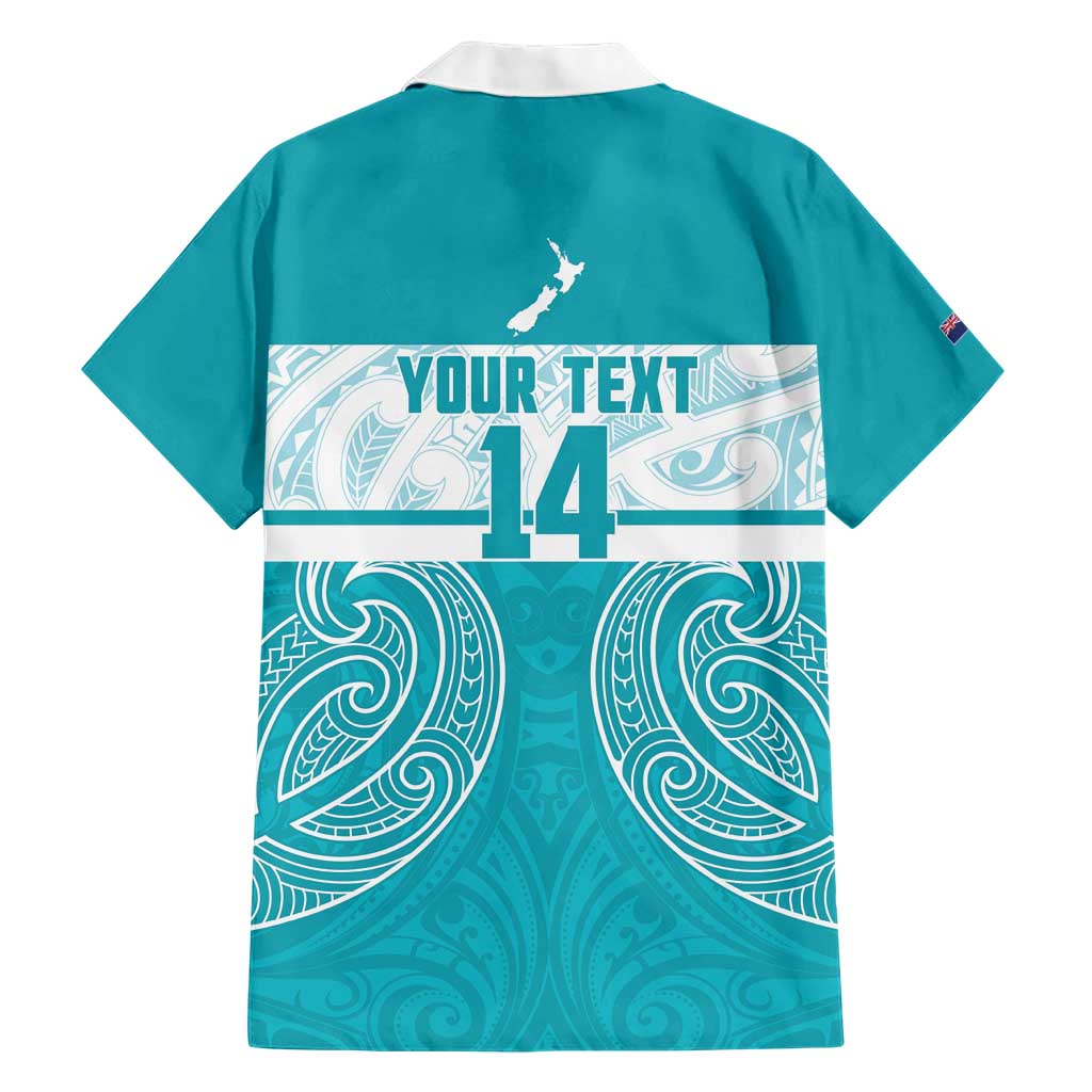 New Zealand Silver Fern Cricket Custom Family Matching Short Sleeve Bodycon Dress and Hawaiian Shirt Black Cap Teal Maori Pattern - Vibe Hoodie