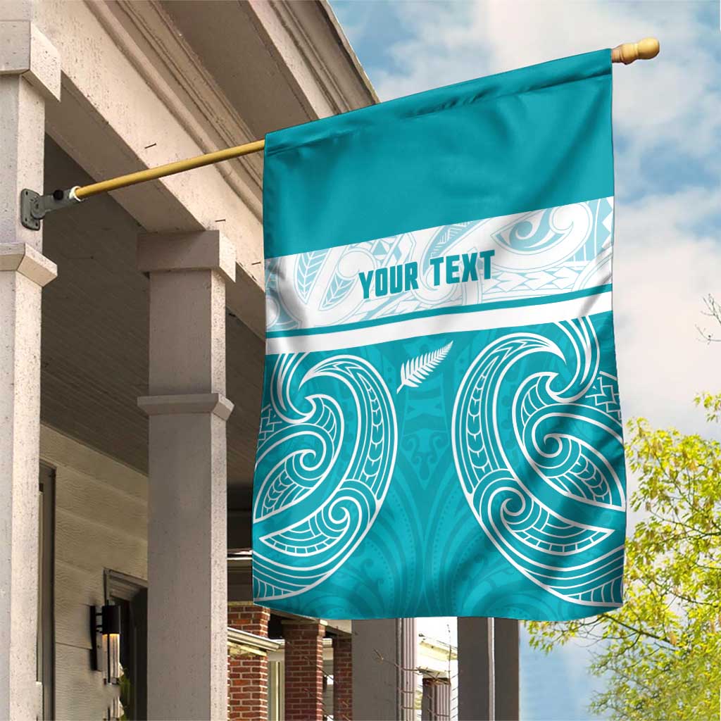 New Zealand Silver Fern Cricket Custom Garden Flag Black Cap Teal Maori Pattern - Vibe Hoodie
