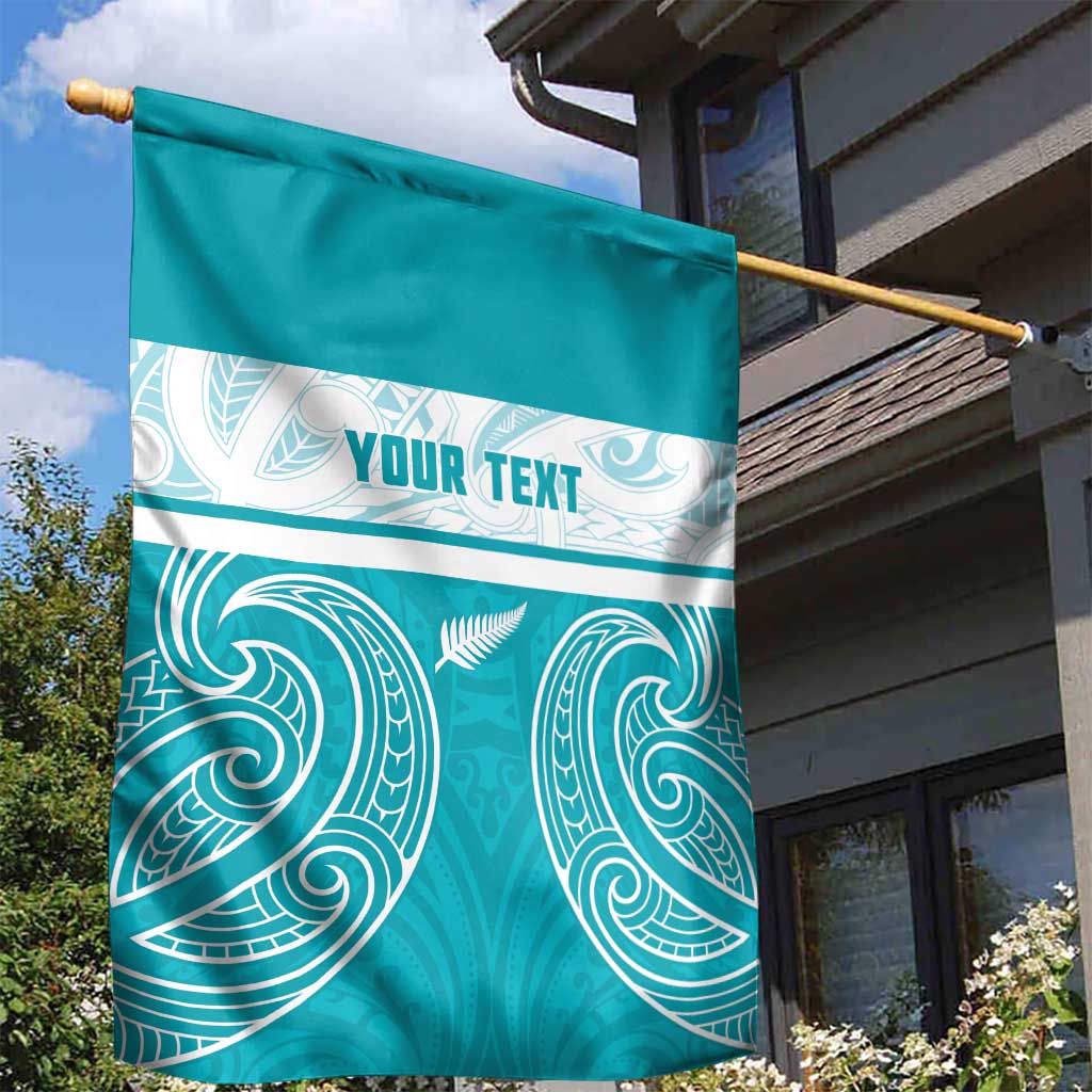 New Zealand Silver Fern Cricket Custom Garden Flag Black Cap Teal Maori Pattern - Vibe Hoodie