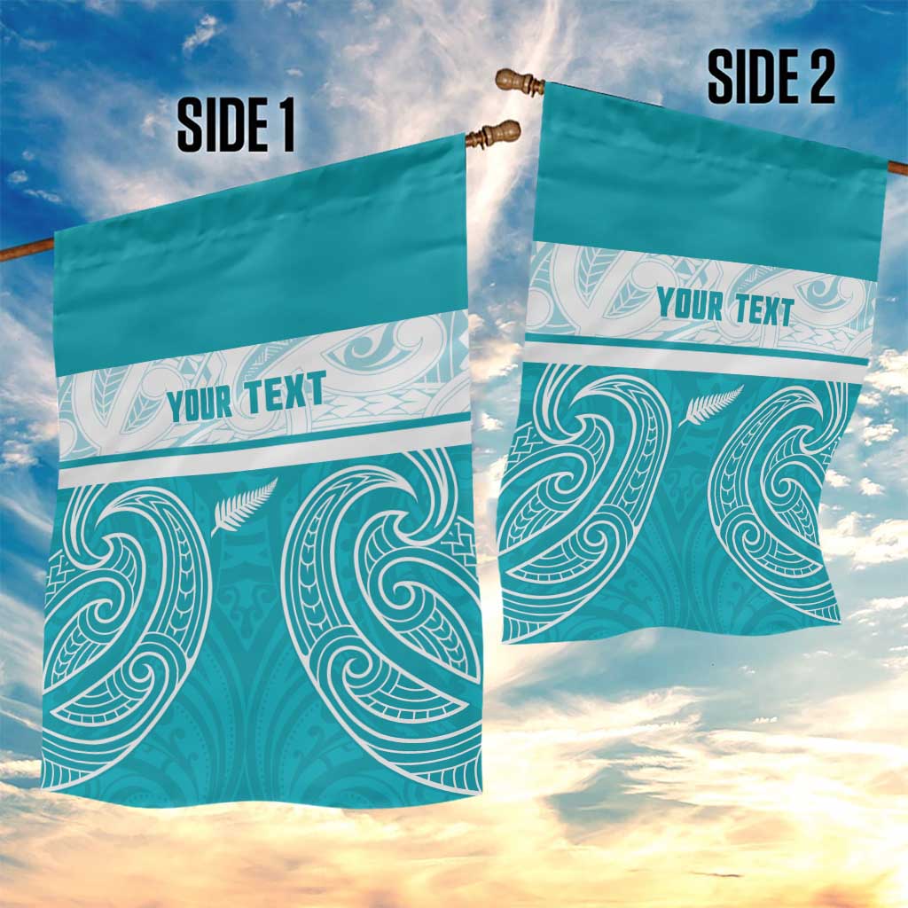 New Zealand Silver Fern Cricket Custom Garden Flag Black Cap Teal Maori Pattern - Vibe Hoodie
