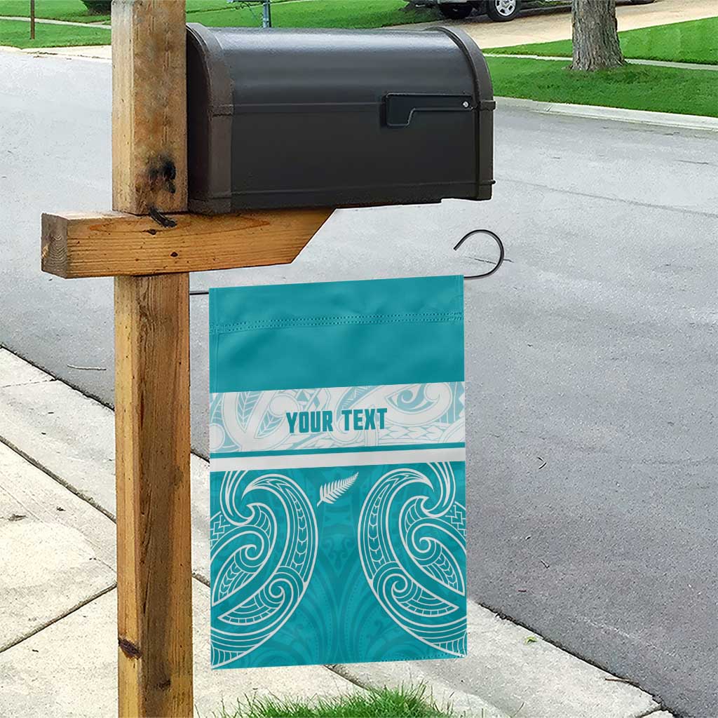 New Zealand Silver Fern Cricket Custom Garden Flag Black Cap Teal Maori Pattern - Vibe Hoodie