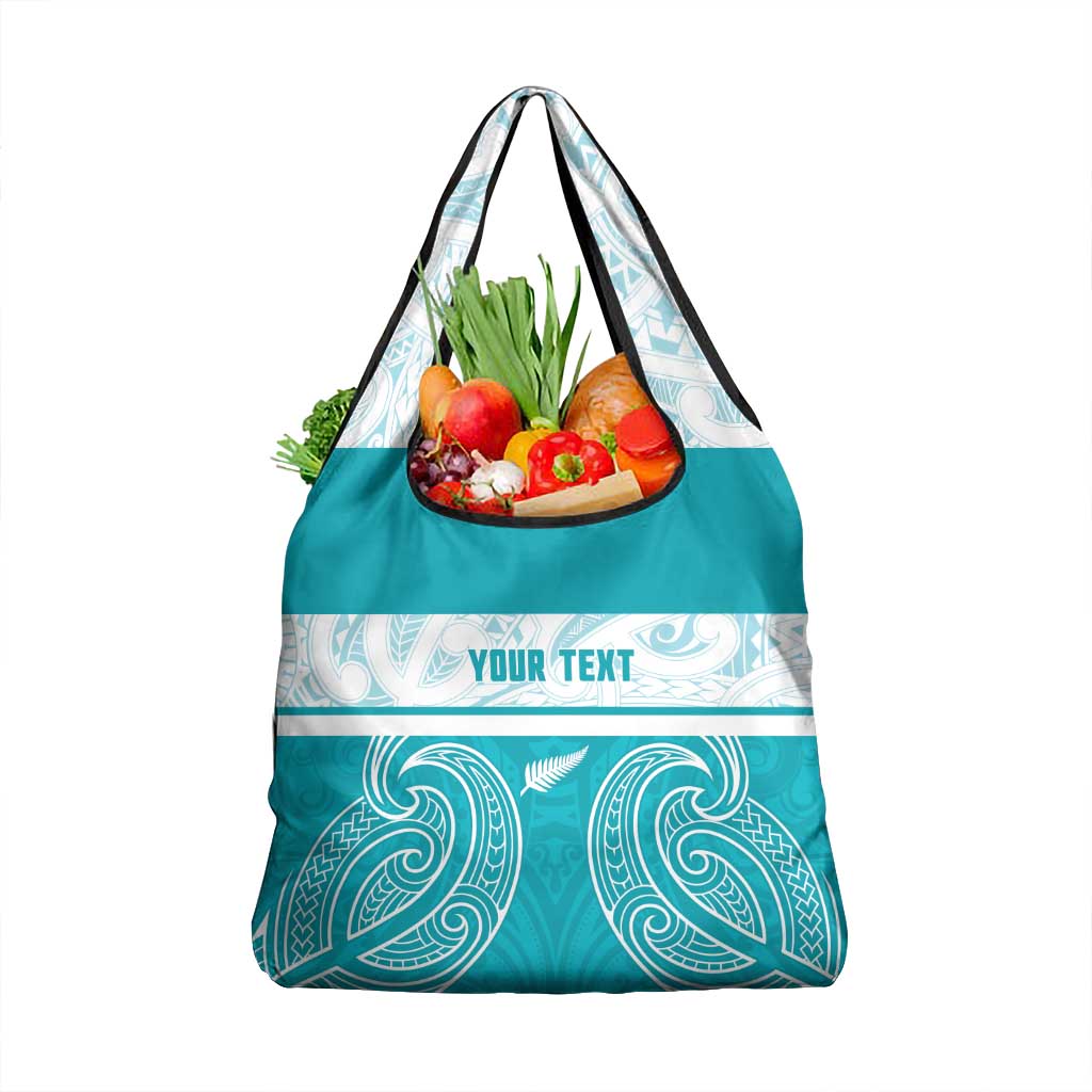 New Zealand Silver Fern Cricket Custom Grocery Bag Black Cap Teal Maori Pattern - Vibe Hoodie