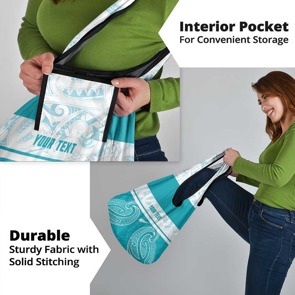 New Zealand Silver Fern Cricket Custom Grocery Bag Black Cap Teal Maori Pattern - Vibe Hoodie