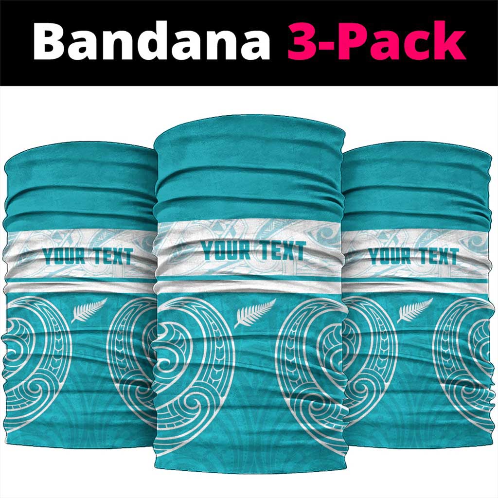 New Zealand Silver Fern Cricket Custom Neck Gaiter Black Cap Teal Maori Pattern - Vibe Hoodie