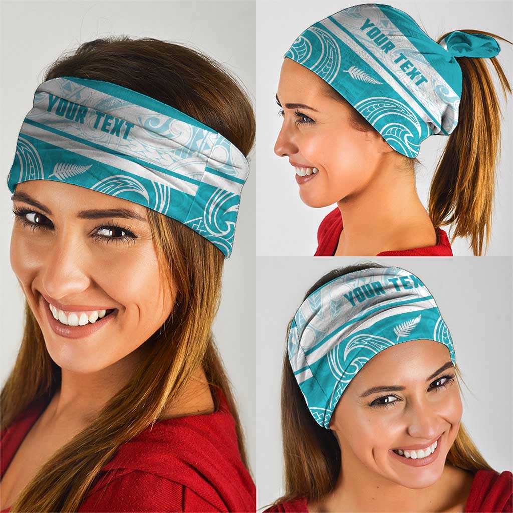 New Zealand Silver Fern Cricket Custom Neck Gaiter Black Cap Teal Maori Pattern - Vibe Hoodie