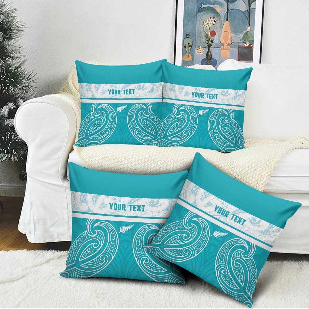 New Zealand Silver Fern Cricket Custom Pillow Cover Black Cap Teal Maori Pattern - Vibe Hoodie