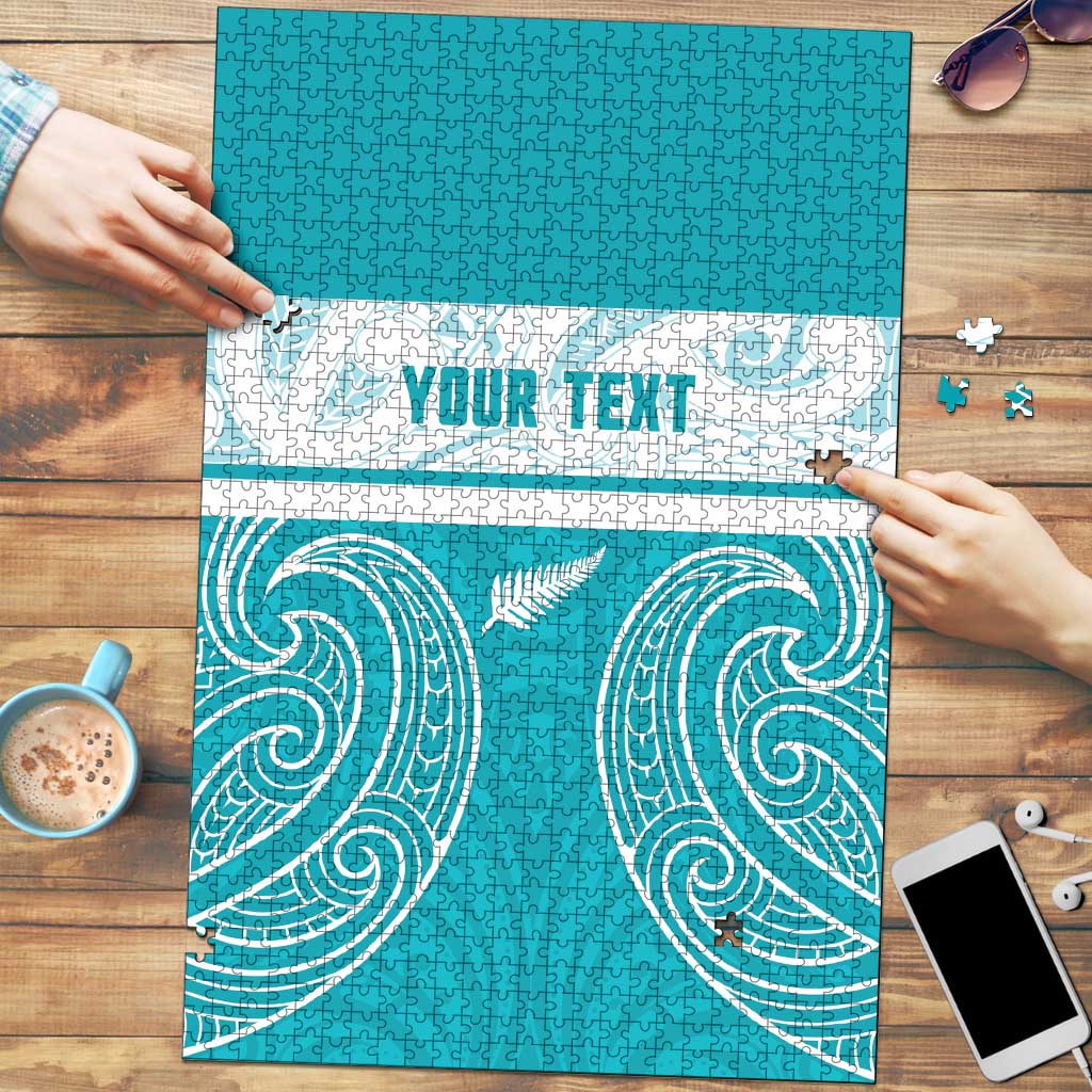 New Zealand Silver Fern Cricket Custom Puzzle Black Cap Teal Maori Pattern - Vibe Hoodie