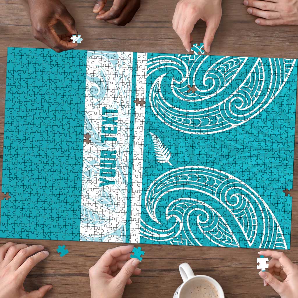 New Zealand Silver Fern Cricket Custom Puzzle Black Cap Teal Maori Pattern - Vibe Hoodie