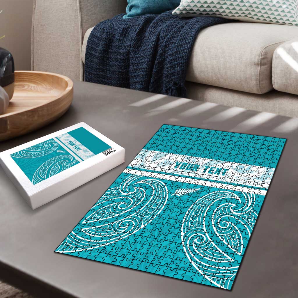 New Zealand Silver Fern Cricket Custom Puzzle Black Cap Teal Maori Pattern - Vibe Hoodie