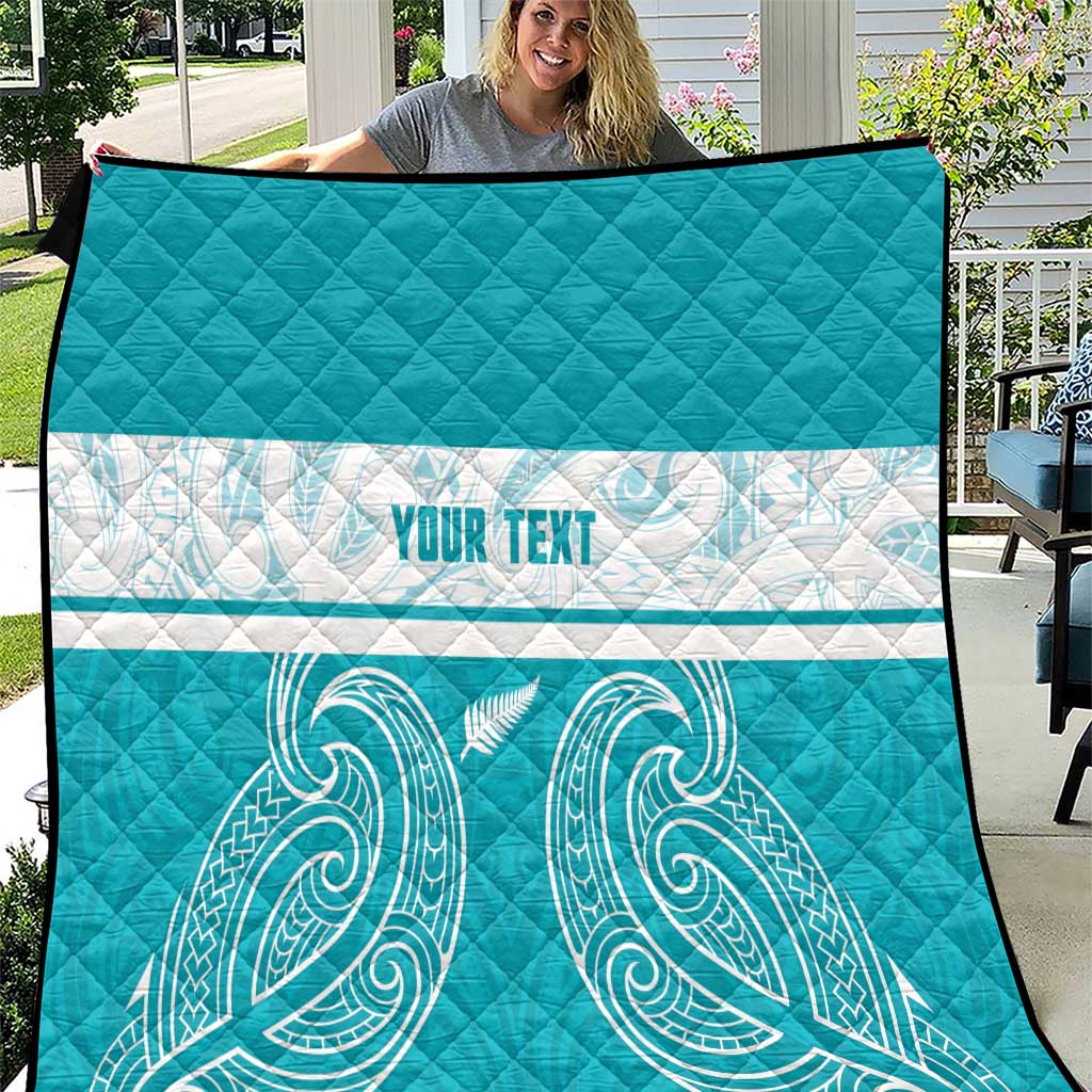 New Zealand Silver Fern Cricket Custom Quilt Black Cap Teal Maori Pattern - Vibe Hoodie