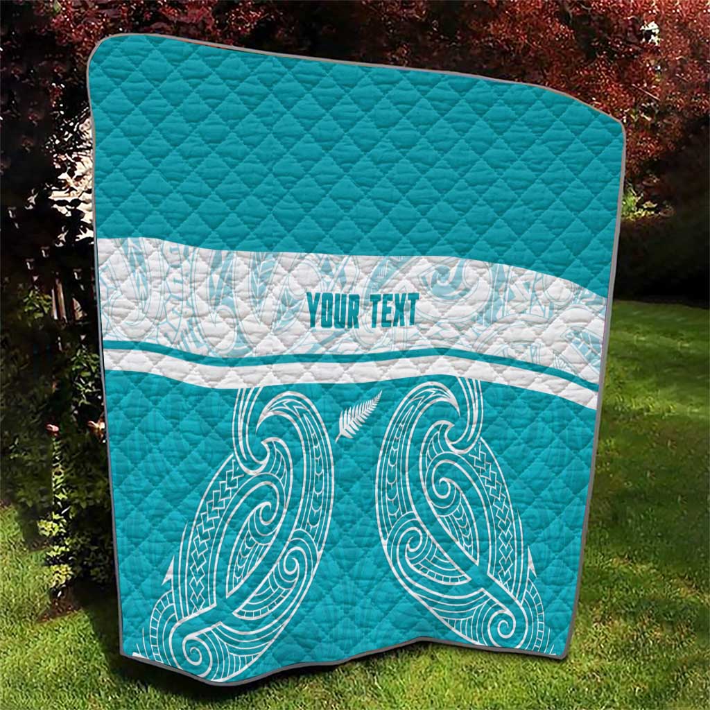 New Zealand Silver Fern Cricket Custom Quilt Black Cap Teal Maori Pattern - Vibe Hoodie