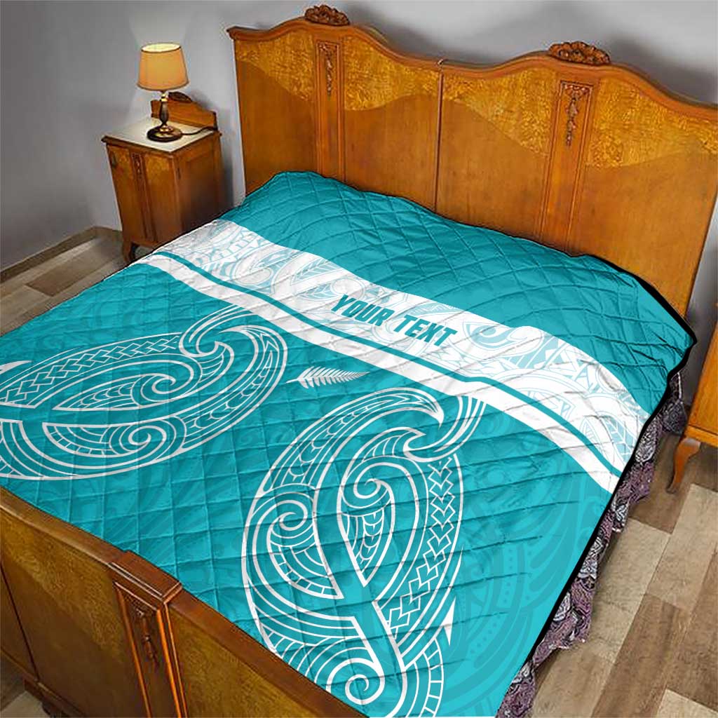 New Zealand Silver Fern Cricket Custom Quilt Black Cap Teal Maori Pattern - Vibe Hoodie