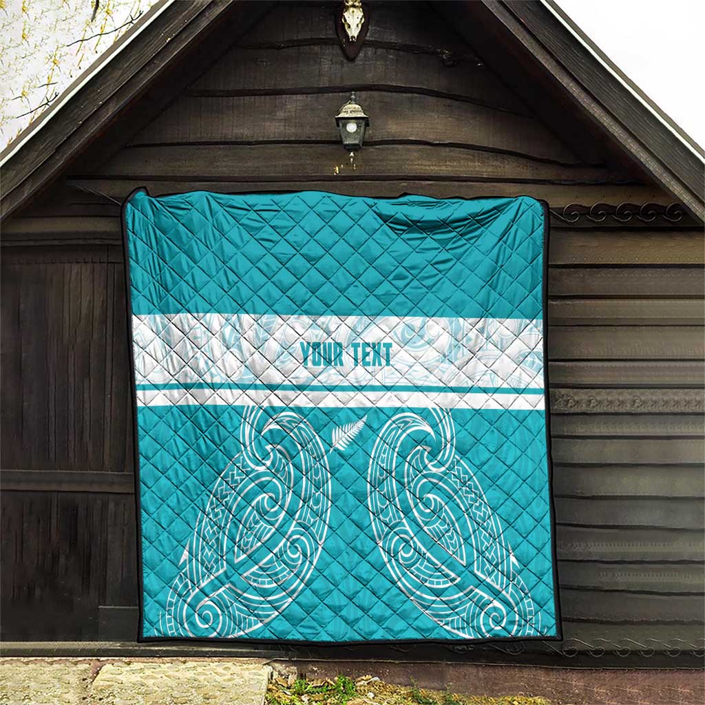 New Zealand Silver Fern Cricket Custom Quilt Black Cap Teal Maori Pattern - Vibe Hoodie