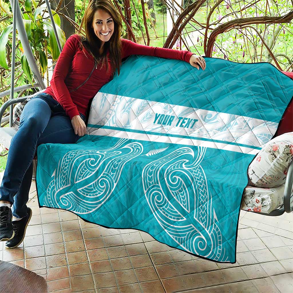 New Zealand Silver Fern Cricket Custom Quilt Black Cap Teal Maori Pattern - Vibe Hoodie