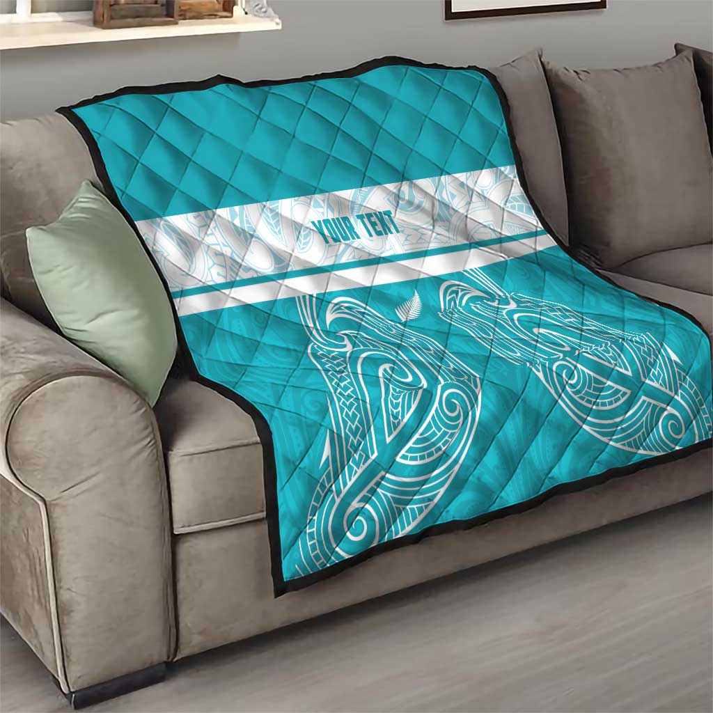New Zealand Silver Fern Cricket Custom Quilt Black Cap Teal Maori Pattern - Vibe Hoodie