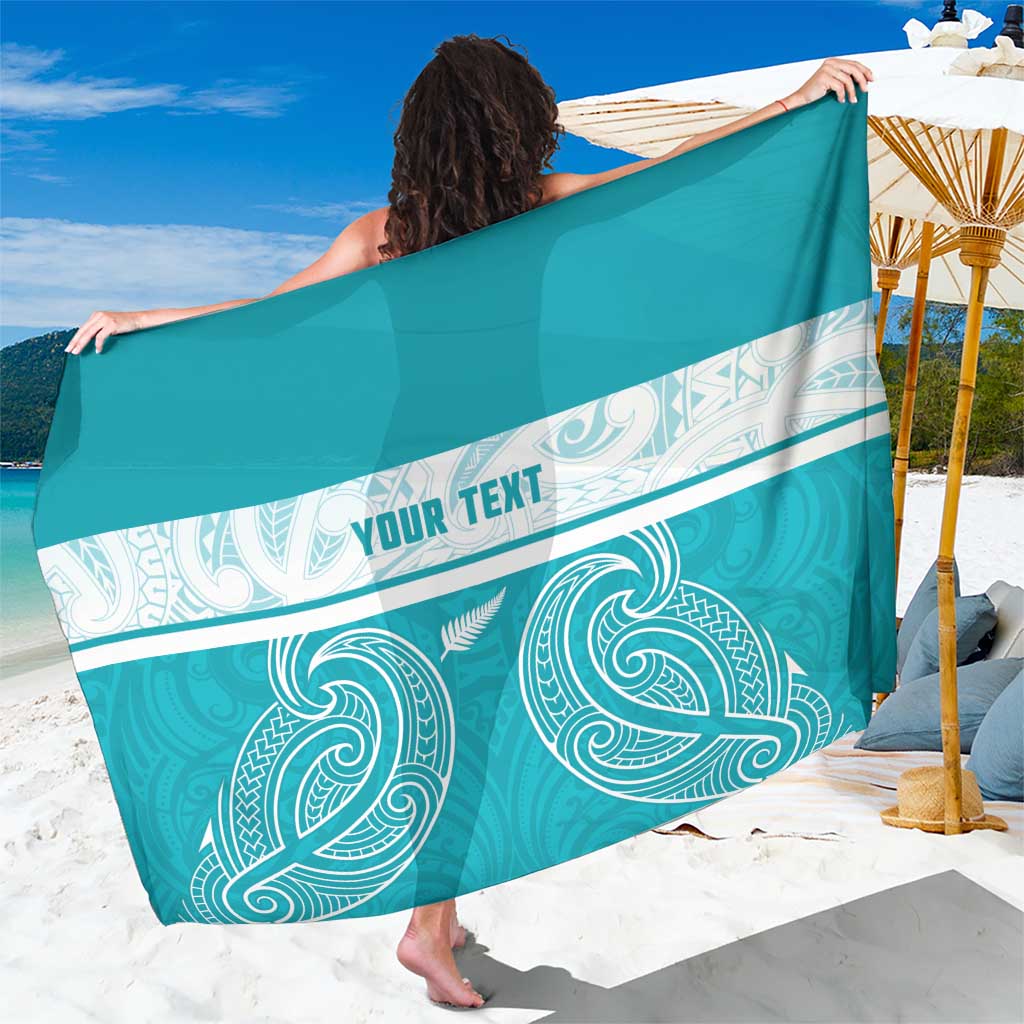 New Zealand Silver Fern Cricket Custom Sarong Black Cap Teal Maori Pattern - Vibe Hoodie