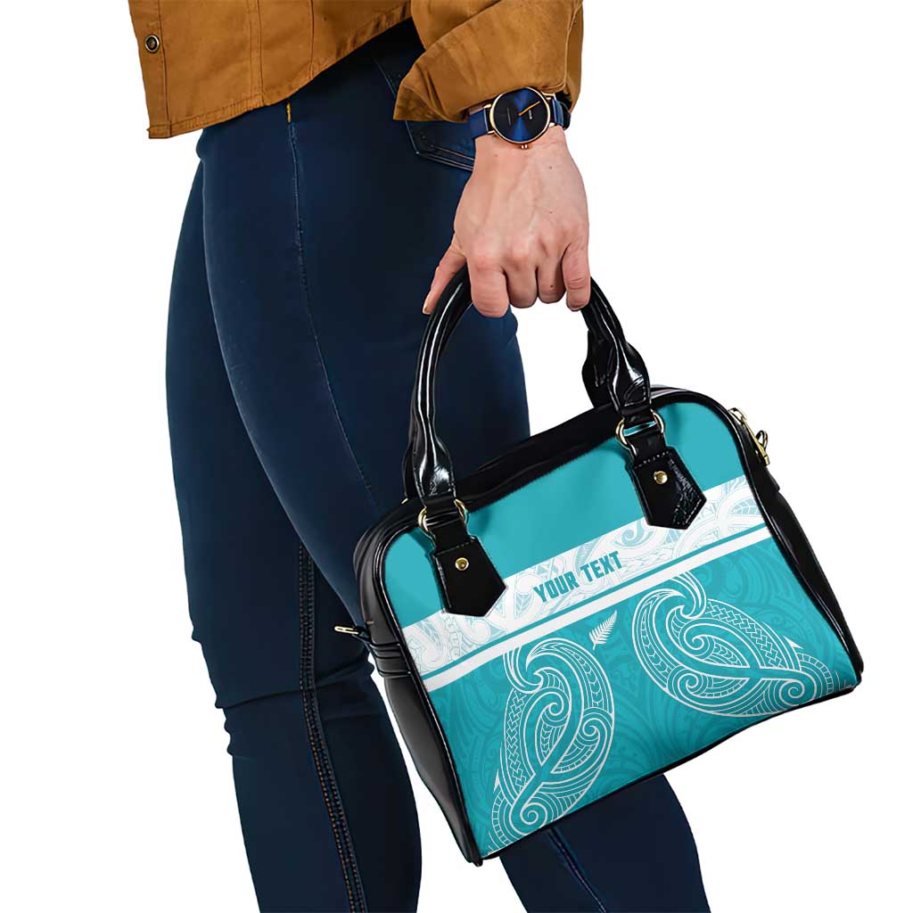 New Zealand Silver Fern Cricket Custom Shoulder Handbag Black Cap Teal Maori Pattern - Vibe Hoodie