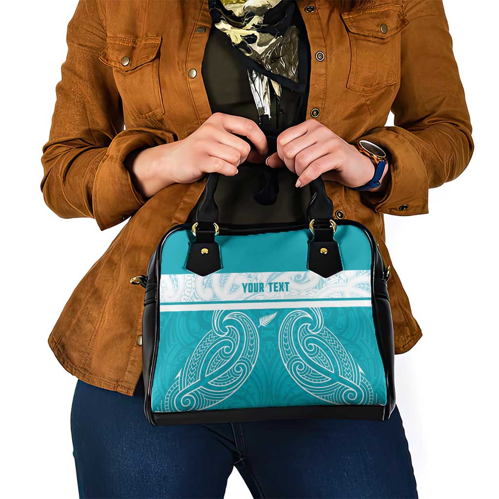 New Zealand Silver Fern Cricket Custom Shoulder Handbag Black Cap Teal Maori Pattern - Vibe Hoodie