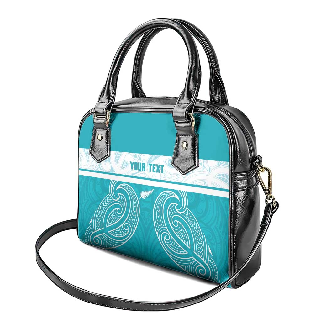 New Zealand Silver Fern Cricket Custom Shoulder Handbag Black Cap Teal Maori Pattern - Vibe Hoodie