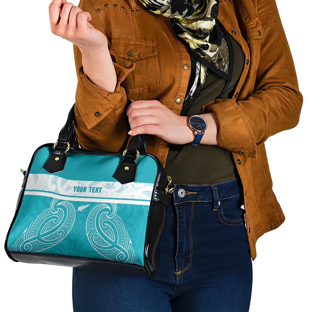 New Zealand Silver Fern Cricket Custom Shoulder Handbag Black Cap Teal Maori Pattern - Vibe Hoodie