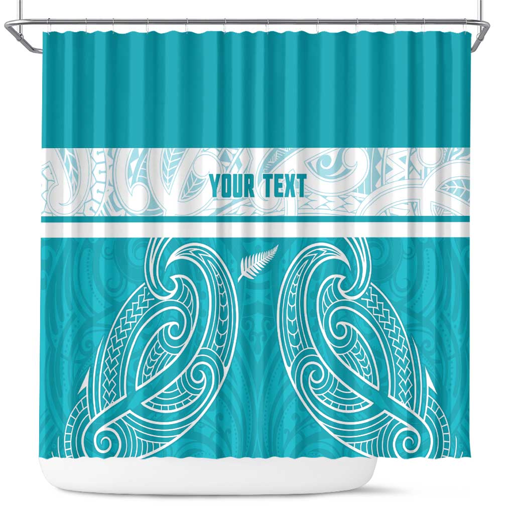 New Zealand Silver Fern Cricket Custom Shower Curtain Black Cap Teal Maori Pattern - Vibe Hoodie