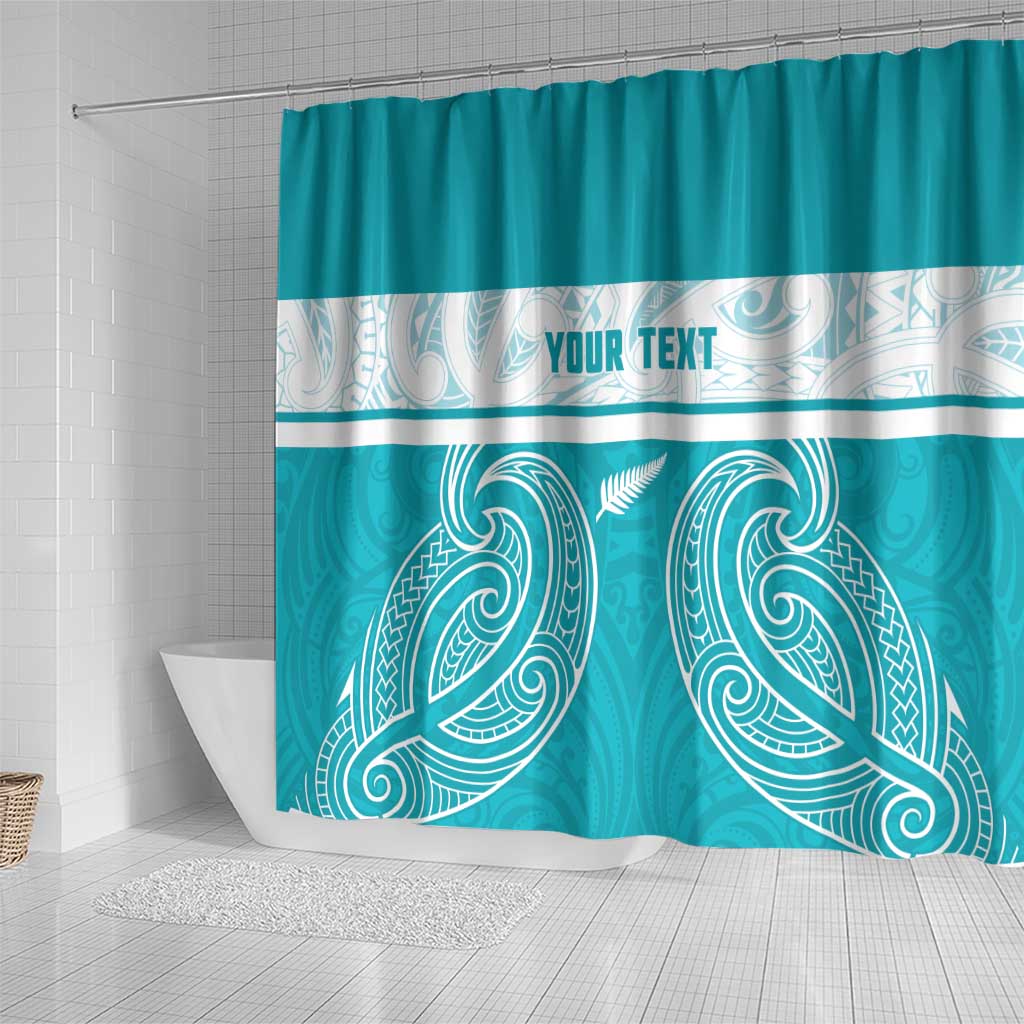 New Zealand Silver Fern Cricket Custom Shower Curtain Black Cap Teal Maori Pattern - Vibe Hoodie