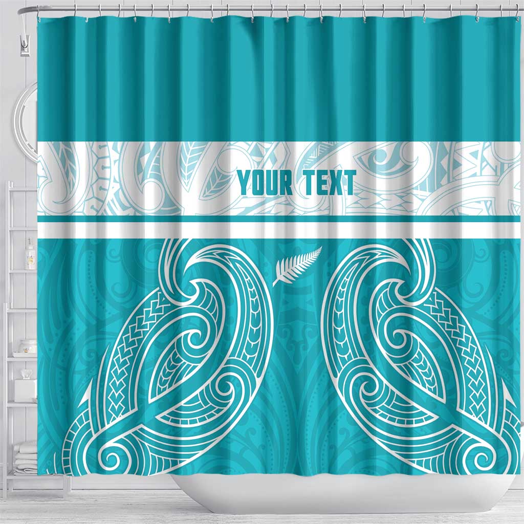 New Zealand Silver Fern Cricket Custom Shower Curtain Black Cap Teal Maori Pattern - Vibe Hoodie