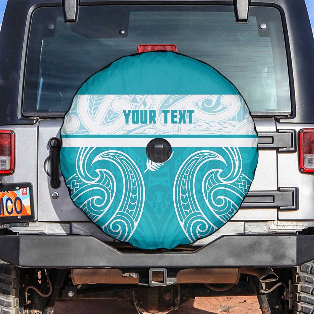 New Zealand Silver Fern Cricket Custom Spare Tire Cover Black Cap Teal Maori Pattern - Vibe Hoodie
