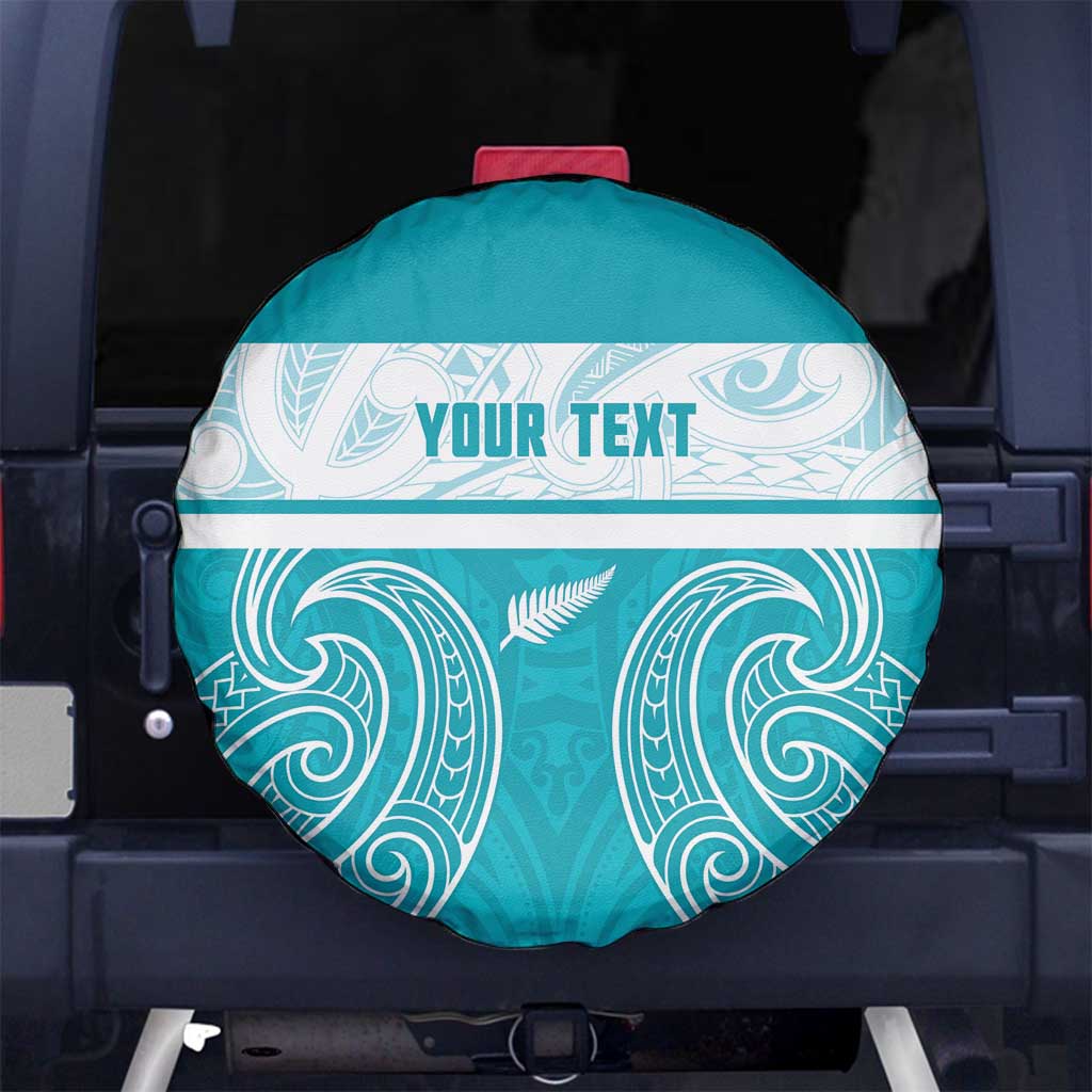 New Zealand Silver Fern Cricket Custom Spare Tire Cover Black Cap Teal Maori Pattern - Vibe Hoodie
