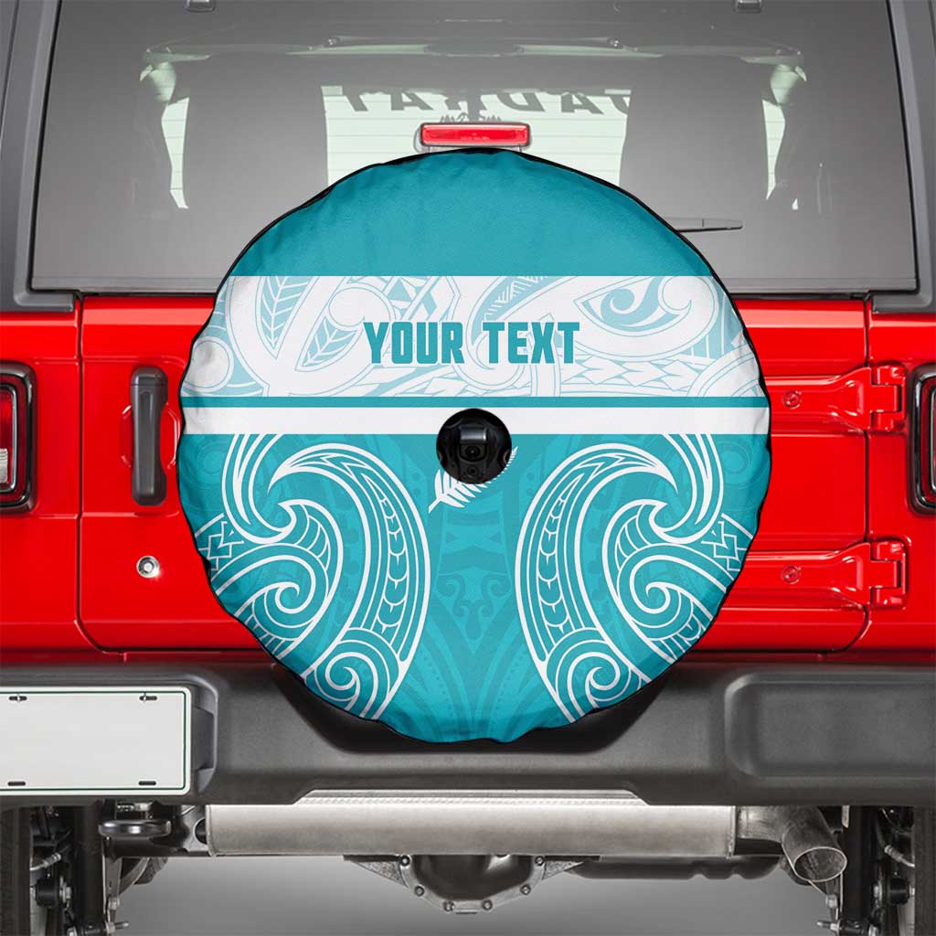 New Zealand Silver Fern Cricket Custom Spare Tire Cover Black Cap Teal Maori Pattern - Vibe Hoodie