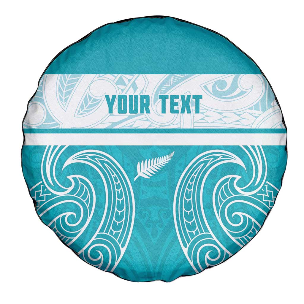 New Zealand Silver Fern Cricket Custom Spare Tire Cover Black Cap Teal Maori Pattern - Vibe Hoodie