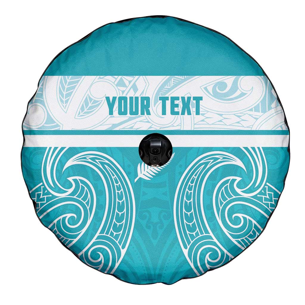 New Zealand Silver Fern Cricket Custom Spare Tire Cover Black Cap Teal Maori Pattern - Vibe Hoodie
