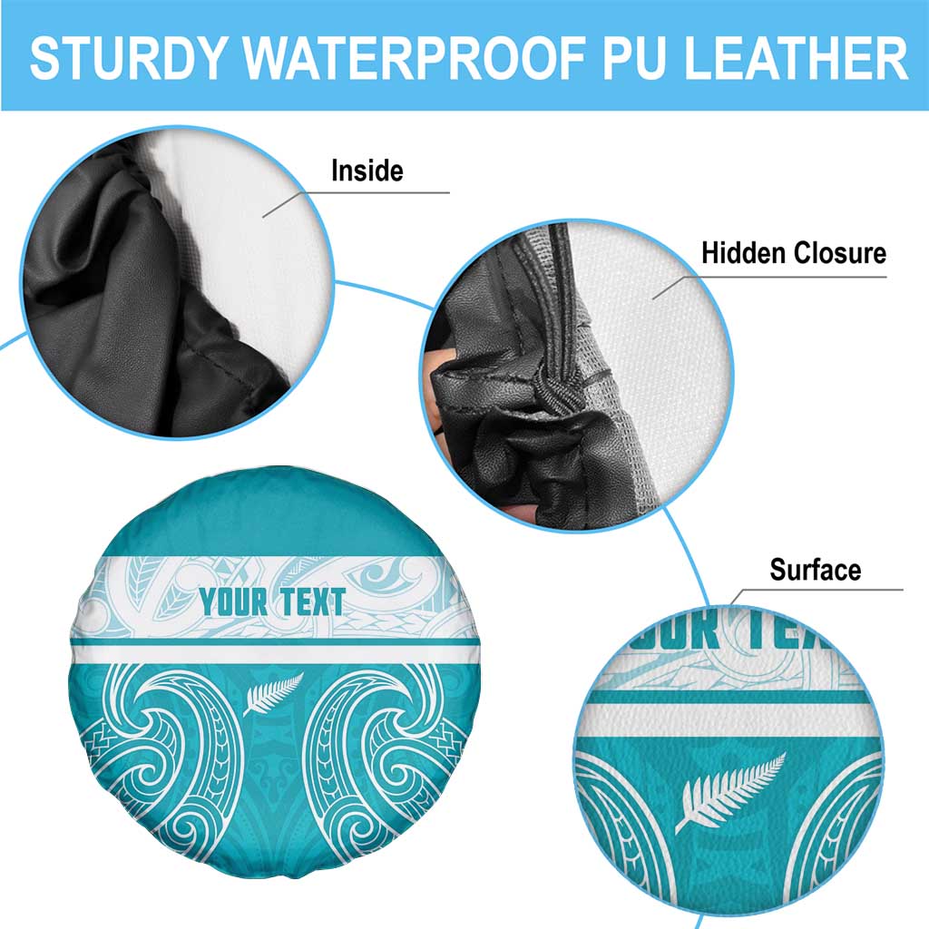 New Zealand Silver Fern Cricket Custom Spare Tire Cover Black Cap Teal Maori Pattern - Vibe Hoodie