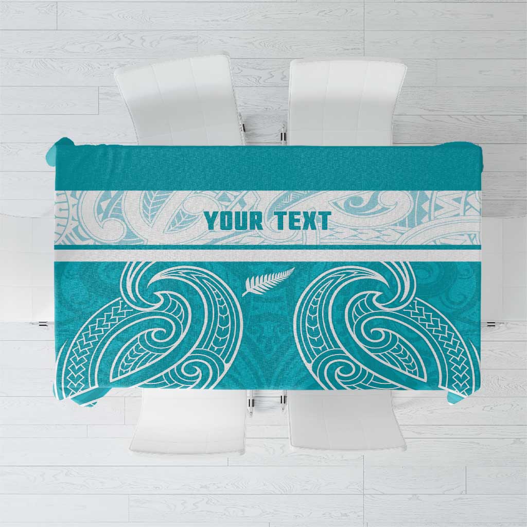 New Zealand Silver Fern Cricket Custom Tablecloth Black Cap Teal Maori Pattern - Vibe Hoodie